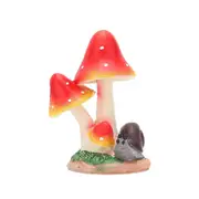 Catzon Snail Mushroom Statue Fairy Garden Decoration for Flowerpot Lawn-Red