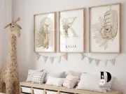 Boho Safari animal nursery wall art prints, Gender Neutral art, nursery decor