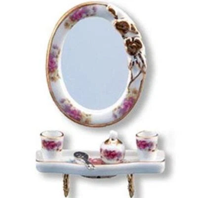 Bath Mirror Set Dresden Rose 1.629/6 Reutter DOLLHOUSE Miniature