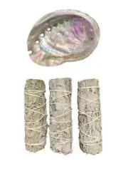 Smudge Kit / Combo of 1 x Abalone Shell + 3 x White Sage Smudge Stick 15cm/6inch