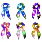 Glow In The Dark LED Luminous Hair Bands Light Up Headwear Rubber Band Women