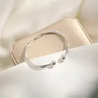 在飛比找樂天市場購物網優惠-艷炟925純銀扭環手鐲女 ins小眾設計簡約時尚個性開口雙環