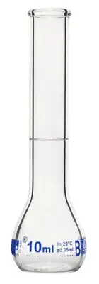 Eisco Labs 10ml Volumetric Flask with Rimmed Neck - Borosilicate Glass