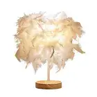 AU (White)Feather Table Lamp Light Luxury Bedside Lamp Night Light For Bedroom L