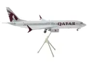 Boeing 737 MAX 8 Commercial Aircraft "Qatar Airways" Gray and White with Tail Gr