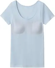 [Gunze] MC9159 Women's Bra Top, Short Sleeve, Cool Magic Cotton Blend, Summer Inner, Quick Drying, Antibacterial, Odor Resistant, 2/4 Sleeves, Padded