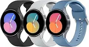 [3 Pack]Silicone Bands for Samsung Galaxy Watch 4 Bands & Galaxy Watch 5 Bands 44mm 40mm/Samsung Galaxy Watch 6 Bands Women Men, 20mm Adjustable Sports Replacement Strap for Galaxy Watch 6/6 Classic/5/5 Pro/4/4 Classic