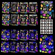Glow Neon Party Gift Bags - 20 Pcs Goodie Bag Favor Bags with Stickers, Fluorescent Colored Paper Treat Bag for Birthday Family Union, Glow in The Dark Party Supplies