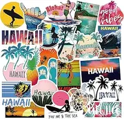 50 Pcs Cute Hawaii Surfing Waterproof Laptop Stickers, Car Vinyl Decals Anti-Sunlight for Water Bottle Bumper Motorcycle Skateboard Luggage