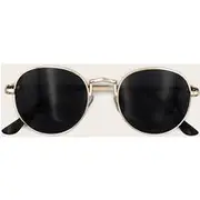 Black Rounded Lens Retro Sunglasses, Black