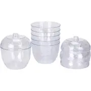 Small Plastic Diamond Dessert Cups With Lids 200ml (Pack of 6)