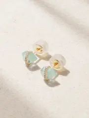 [Melissa Joy Manning] Melissa Joy Manning - 14-karat Recycled Gold, Aquamarine And Herkimer Diamond Earrings - Blue - One size One size Blue