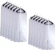 [LANGING] Pack of 12 Garment Bag Clear Dust Bags Cover Moth Proof Zippered Breathable for Clothes Storage Suits Dress Dance