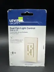 Leviton 66DF-I Decora SureSlide Ivory Polycarbonate Fan/LED Dimmer Slide Switch