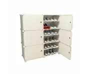 DIY White Shoe Organizer Cabinet Storage Cube Rack 2 Column - 6 Row - White Door