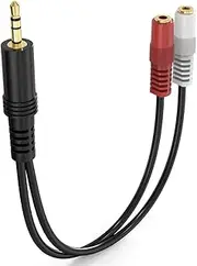 3.5mm Stereo to Dual Mono Cable, 6inch 1/8 TRS Male to 2 TS Mono Female Adapter Gold-Plated Connector Audio Y Splitter Cord, for Headphone, Speaker