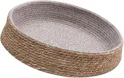 Totority Woven Round Pet Sleeping Bed for Cats and Dogs Natural Material Comfortable Indoor Nest for Home Decor Versatile Use Living and Hallway