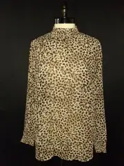 NEW TORRID Plus Size 1 1X Shirt Top Brown Black Leopard Animal Print Long Sleeve