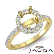 Unique Diamond Engagement Proposed Ring Round Semi Mount 14k Yellow Gold 0.85Ctw