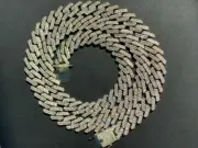 Prong Miami Cuban Chain 14k Gold Plated Solid 925 Sterling Silver 18"- 30" CZ