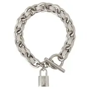 [Mulberry] Lily Leather Chain Bracelet Small Pale Grey Silky Calf & Silver Plated Stainless