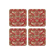 Nostalgic Strawberry Thief Coasters Red 11cm (Set of 4)