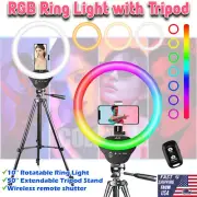 10'' LED Selfie Ring Light With 50" Tripod Stand For Youtube Tiktok Live Stream