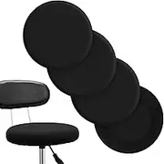 Boao Round 4 Pieces Black Bar Stool Covers Elastic Bar Chair Covers Washable Stool Cushion Slipcover for Home Hotel Use, 12-14 Inch