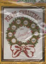 NIP!!! OOP!!! CROSS STITCH FAMILY CHRISTMAS WREATH SAMPLER