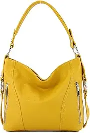 [modamoda de] T202 Women's Leather Handbag, Shoulder Bag, Handmade in Italy