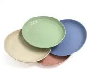 N/ a 4 Pcs 7 Inch Lightweight Wheat Straw Plates, Unbreakable Dinner Plate