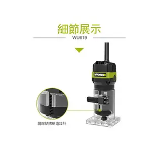 台北益昌 WORX 威克士 WU619A 650W 1/4 木工修邊機 原廠公司貨