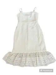 J.CREW Geometric Lace Ivory Midi Dres Size 4