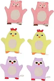 UTHCLO 6Pcs Cartoon Bath Mitts Washcloths Lightweight Back Scrubber Gloves for Deep Cleaning for Home and Travel Encourages Independent Bathing