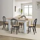 Oikiture 160cm Extendable Dining Table with 4PCS Crossback Dining Chairs Black