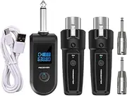 Wireless Microphone Transmitter Receiver,10 Channels Wireless Microphone Adapter | Rechargeable Transmitter and Receiver for Audio Mixer, Electric Guitar Bass