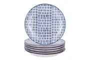 Nicola Spring Patterned Dinner Plates - Blue Flower Print Design, 26cm - Set of 6