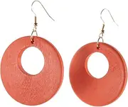 [LIFKOME] 1 Pair Round Earrings Dangle Earrings Wood Earrings for Women Dangle Hoop Earrings Bohemian Earrings Party Ear Pendants Wood Ear Danglers Earrings for Girl Round Pendant Earrings