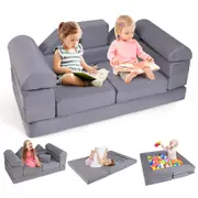 Costway 8PCS Modular Play Sofa Funiture Set Convertible Foam Living room Kindergarten Grey