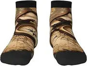 [EdWal] Compass and Old World Map print Men's Moisture Control Crew Socks Socks For Men and Women Gifts For Golf, Hunting, Camping