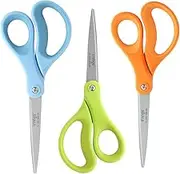 LIVINGO Scissors, 8" Scissors All Purpose 3-Pack, Titanium Ultra Sharp Scissors for Office Home School Sewing Fabric Craft Supplies, Professional Stainless Steel Blades Shears, Comfort Grip