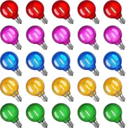 Good 25 Pack Multi Color G40 Led Christmas Compatiblement Bulbs Ul Listed 1 Watt E12/c7 Candelabra Base Plastic Shatterproof Led Globe Edison Bulbs