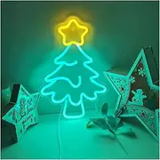 Hanging Art Neon Signs Christmas Tree Neon Sign Led Acrylic Neon Light - Powered Night Light As Wall Decor for Home Office Bar Restaurant