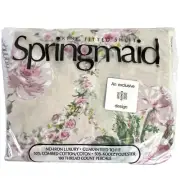 Springmaid Bill Blass Windemere king fitted sheet NEW cottage pink roses percale