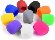 quiodok 10 Pcs Colorful Mic Covers Reusable Microphone Windshield Handheld Microphone Windscreen Foam Covers - 10 Colors