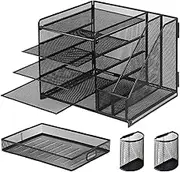 Desktop Organizer with Drawers - Tabletop File Storage Stationery Holder - 5-Tier Anti-Slip Art Supplies Storage Solution for Papers Pen Document Cosmetics