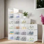 TAUS Extra-Large Shoe Organizer Boxes Set of 18 Containers for Assorted Footwear