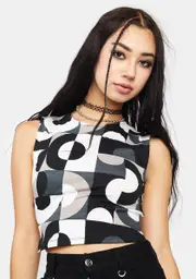 [Dolls Kill] Retro Optic Spot Banu Crop Tank