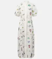 [Alemais] Alémais Play embroidered linen shirt dress UK 8 white
