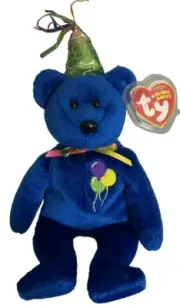 Ty Beanie Baby - HAPPY BIRTHDAY the Bear (2007 Blue Version) 9" NEW MWMTs Plush